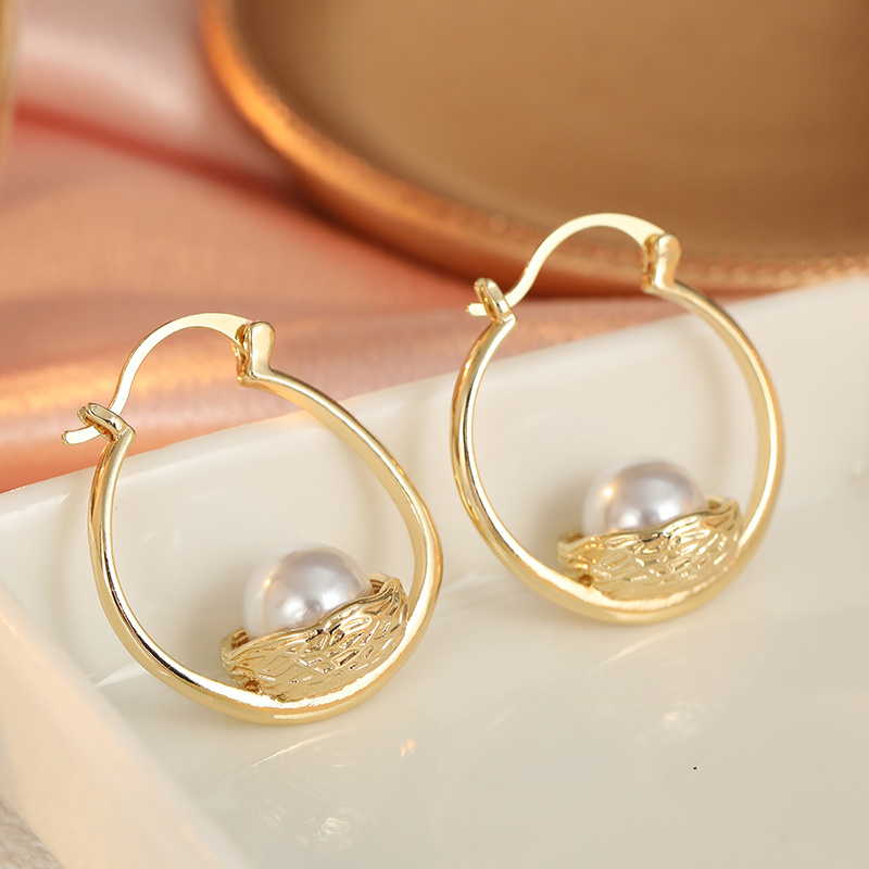 Exquisite Bird's Nest Earrings with Shiny Beads